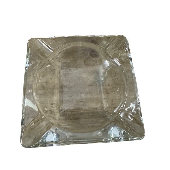 Vintage Clear Glass Ashtray Cigarette Cigar 6"X6" Square Large - Picture 2 of 5
